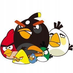Naklejka na ścianę Angry Birds wszyscy bohaterowie czyli Red, Bomba, Chuck, Matylda, Niebiescy, Terence, Hal i Bubbles oraz Stella 90 cm na 60 cm