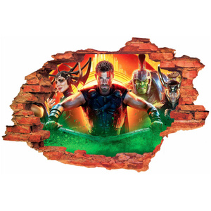 Naklejka na ścianę 3D THOR z drużyną 90 cm na 60 cm