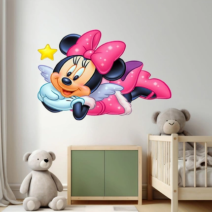 Naklejka na ścianę Myszka Minnie z skrzydełkami 90 cm na 60 cm