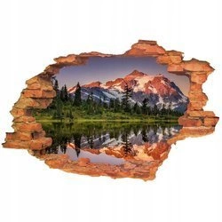 Naklejka na ścianę 3D Góry z odbiciem w jeziorze 90 cm na 60 cm