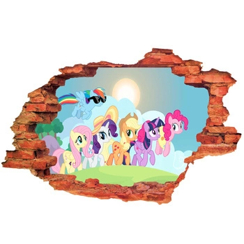 Naklejka na ścianę 3D My Little Pony Kucyki biegną na polanie 90 cm na 60 cm