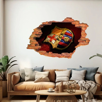 Naklejka na ścianę 3D FC Barcelona Herb 90 cm na 60 cm