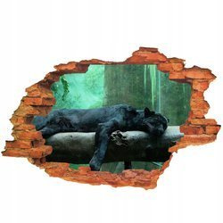 Naklejka na ścianę 3D Czarna Pantera leżąca na drzewie 90 cm na 60 cm