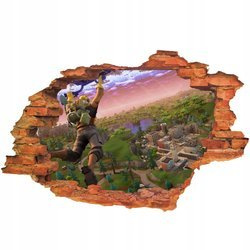 Naklejka na ścianę 3D FORTNITE leci na spadochronie 90 cm na 60 cm