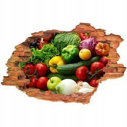 Naklejka na ścianę 3D Warzywa samo zdrowie czyli bukiet różnych dorodnych warzyw 90 cm na 60 cm