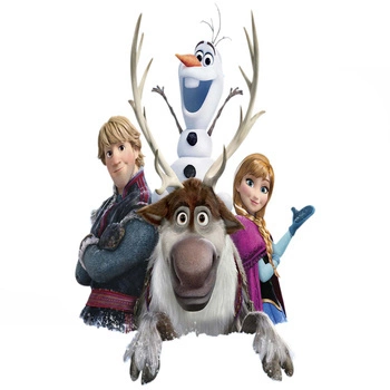 Naklejka na ścianę KRAINA LODU Elsa i renifer z Olafem 60 cm na 90 cm