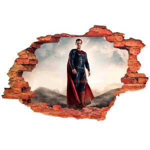 Naklejka na ścianę 3D SUPERMAN na łące w górach 90 cm na 60 cm