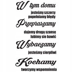Naklejka na ścianę napis cytat W tym domu jesteśmy szczerzy 75 cm na 45 cm