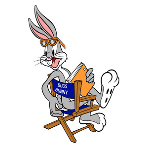 Naklejka na ścianę Królik Bugs siedzi na krześle 60 cm na 90 cm