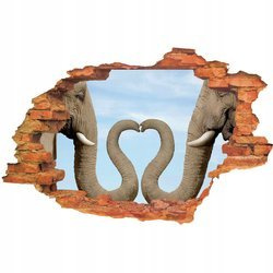 Naklejka na ścianę 3D Słoń zakochany 90 cm na 60 cm