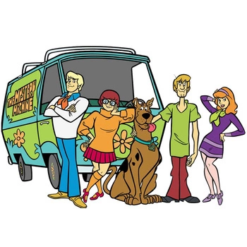 Naklejka na ścianę SCOOBY DOO brygada Scooby Doo przed autobusem 90 cm na 60 cm