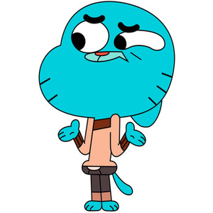 Naklejka na ścianę Niesamowity świat Gumballa zdziwiony o co chodzi 90 cm na 60 cm