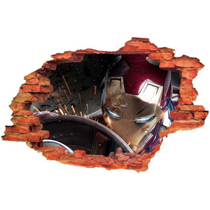 Naklejka na ścianę 3D IRON MAN obrona tarczą 90 cm na 60 cm