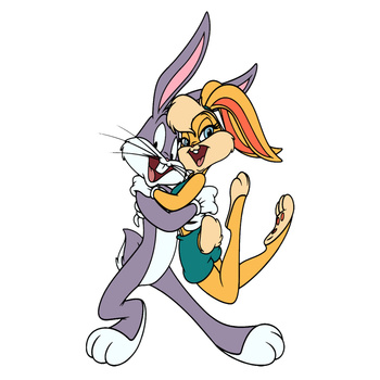 Naklejka na ścianę Królik Bugs przytula Lole Bunny 60 cm na 90 cm