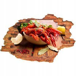 Naklejka na ścianę 3D Jedzenie czerwone raki w misce 90 cm na 60 cm