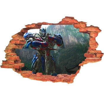 Naklejka na ścianę 3D Transformers Optimus Prime z mieczem 90 cm na 60 cm