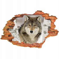 Naklejka na ścianę 3D Wilk pomiędzy brzozami 90 cm na 60 cm