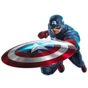 Naklejka na ścianę Kapitan Ameryka leci z tarczą 90 cm na 60 cm