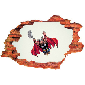 Naklejka na ścianę 3D THOR leci na białym tle 90 cm na 60 cm