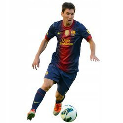Naklejka na ścianę Messi podaje piłkę do kolegi 90 cm na 60 cm