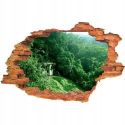 Naklejka na ścianę 3D dżungla zielone schody 90 cm na 60 cm