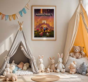 Plakat Minecraft w Ramce 42x30 cm – A Minecraft Movie | Dekoracja do Pokoju Dziecka