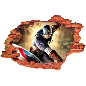 Naklejka na ścianę 3D KAPITAN AMERYKA uderza tarcza 90 cm na 60 cm