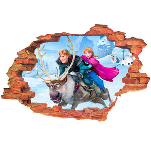 Naklejka na ścianę 3D KRAINA LODU Olaf Anna i Kristoff jada na reniferze 60 cm na 90 cm