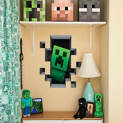 Naklejka 3D Minecraft Creeper 60 cm na 90 cm