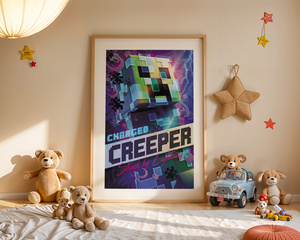 Plakat Minecraft w Ramce 42x30 cm – Charged Creeper | Dekoracja do Pokoju Dziecka