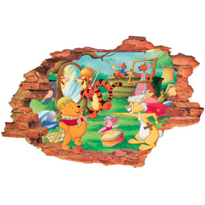 Naklejka na ścianę 3D KUBUŚ PUCHATEK zabawa przy lustrze 60 cm na 90 cm