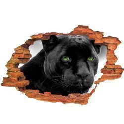 Naklejka na ścianę 3D Czarna Pantera z wąsami 90 cm na 60 cm