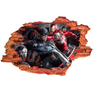 Naklejka na ścianę 3D KAPITAN AMERYKA zostaje uderzony przez Iron Man 90 cm na 60 cm