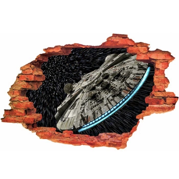 Naklejka na ścianę 3D Star Wars Gwiezdne Wojny sokół millennium nabiera mocy 90 cm na 60 cm