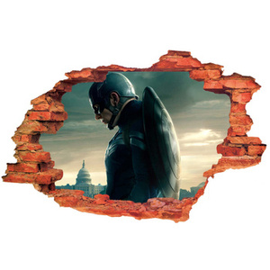 Naklejka na ścianę 3D KAPITAN AMERYKA po wygranej bitwie 90 cm na 60 cm