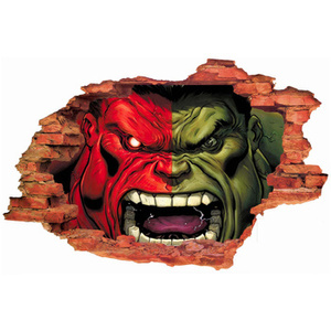 Naklejka na ścianę 3D HULK dwie twarze 90 cm na 60 cm