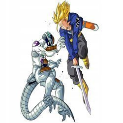 Naklejka na ścianę DRAGON BALL Trunks przecina Freeza 90 cm na 60 cm