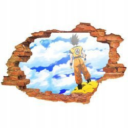 Naklejka na ścianę 3D DRAGON BALL Son Goku na chmurce  90 cm na 60 cm