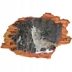 Naklejka na ścianę 3D Wilk nawołujący 90 cm na 60 cm