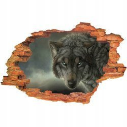 Naklejka na ścianę 3D Wilk  hipnotyzujący 90 cm na 60 cm