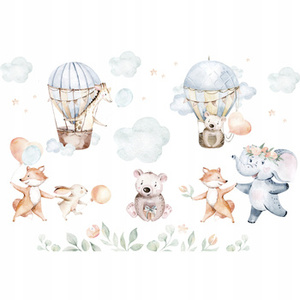 Naklejka na ścianę  Zwierzęta w balonach Boho 90 cm na 60 cm