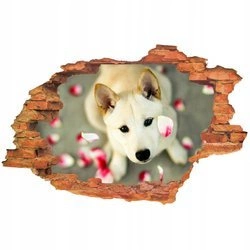 Naklejka na ścianę 3D Pies biały pyszczek pieska 90 cm na 60 cm