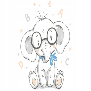 Naklejka na ścianę Słonik młody profesor 90 cm na 60 cm