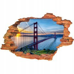 Naklejka na ścianę 3D San Francisco wschód słońca nad cieśniną Golden Gate 90 cm na 60 cm
