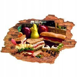 Naklejka na ścianę 3D Jedzenie przepyszne zdrowe kanapki w towarzystwie warzyw 90 cm na 60 cm