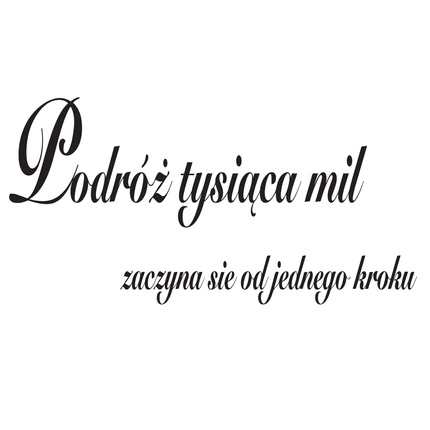 Naklejka na ścianę cytat napis MOTYWUJĄCY podróż tysiąca myśli 75 cm na 45 cm