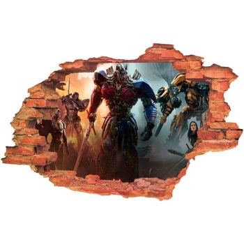 Naklejka na ścianę 3D Transformers Optimus i reszta 90 cm na 60 cm