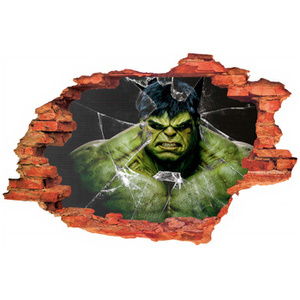 Naklejka na ścianę 3D HULK rozbite szkło 90 cm na 60 cm