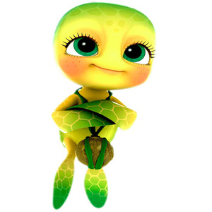 Naklejka na ścianę ŻÓŁWIK SAMMY Ella z dużymi zielonymi oczami 90 cm na 60 cm