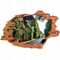 Naklejka na ścianę 3D Uliczka przy domach porośniętych winoroślami 90 cm na 60 cm